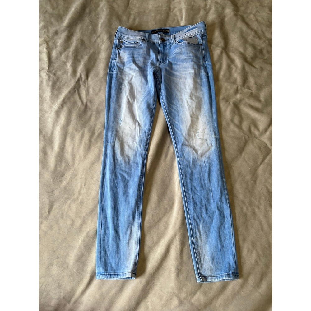 Express Jeans Legging Mid Rise Light Wash Blue Skinny Denim 4R